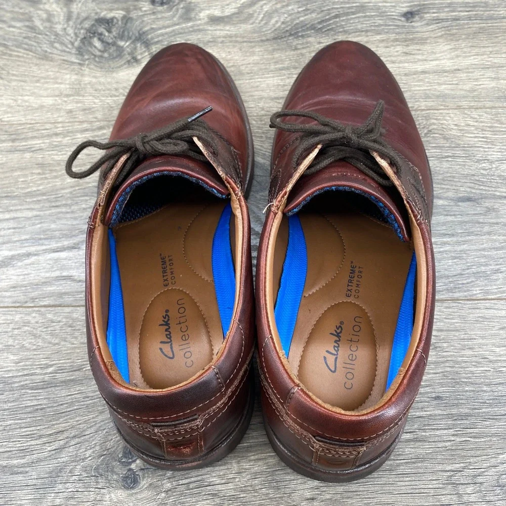 Clarks Tilden Walk Derby Shoes Mens 9.5 Brown Leather Extreme Comfort Lace Up